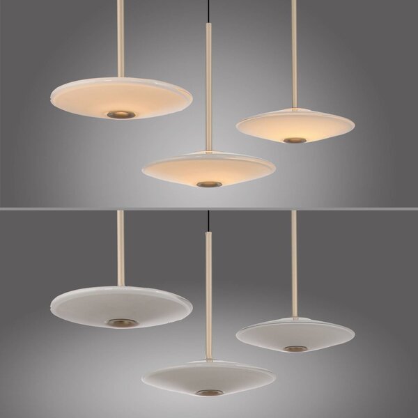 Paul Neuhaus Lampa wisząca Elipsa, możliwość ściemniania, brązowy / mosiężny, salon / jadalnia, szkło