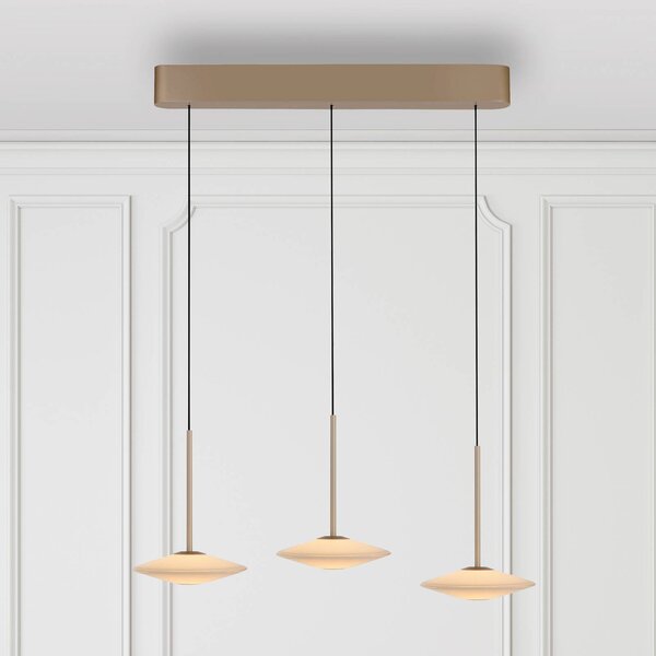 Paul Neuhaus Lampa wisząca Elipsa, możliwość ściemniania, brązowy / mosiężny, salon / jadalnia, szkło