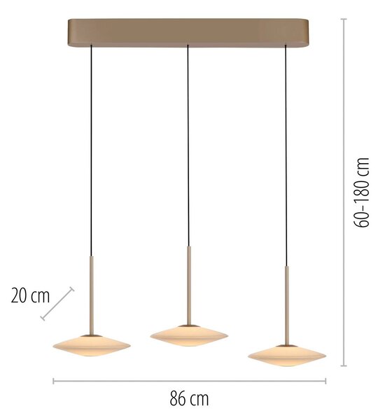 Paul Neuhaus Lampa wisząca Elipsa, możliwość ściemniania, brązowy / mosiężny, salon / jadalnia, szkło