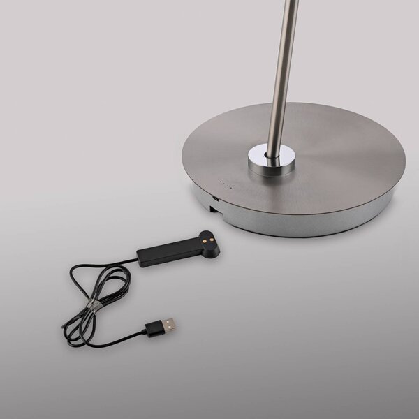 Paul Neuhaus Lampa stojąca LED Akku-Bente, możliwość ściemniania, aluminiowy / szary / cynkowy, biuro, metal, nowoczesny