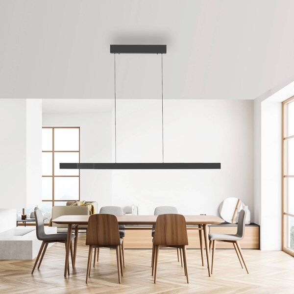 Paul Neuhaus Lampa wisząca Adriana Square, możliwość ściemniania, aluminiowy / szary / cynkowy, salon / jadalnia, aluminium, nowoczesny