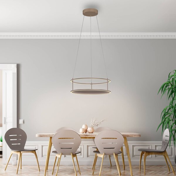 Paul Neuhaus Lampa wisząca Conni, możliwość ściemniania, kremowy / amber, salon / jadalnia, metal, nowoczesny