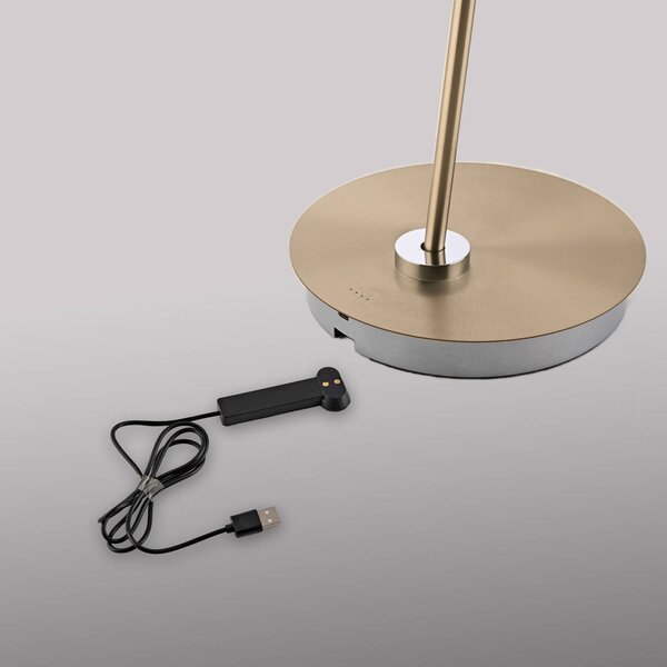 Paul Neuhaus Lampa stojąca LED Akku-Bente, możliwość ściemniania, mosiężny / złoty, biuro, metal, nowoczesny