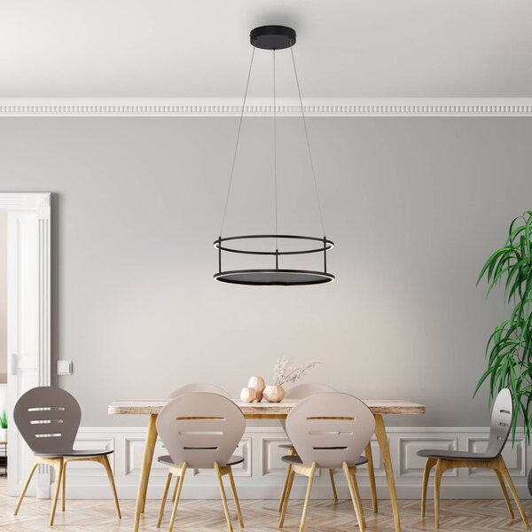 Paul Neuhaus Lampa wisząca Conni, możliwość ściemniania, czarny, salon / jadalnia, metal, nowoczesny