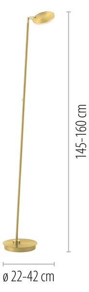Paul Neuhaus Lampa stojąca LED Akku-Bente, możliwość ściemniania, mosiężny / złoty, biuro, metal, nowoczesny