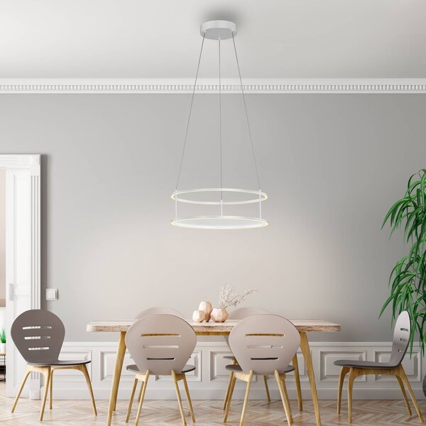 Paul Neuhaus Lampa wisząca Conni, możliwość ściemniania, biały / opal, salon / jadalnia, metal, nowoczesny