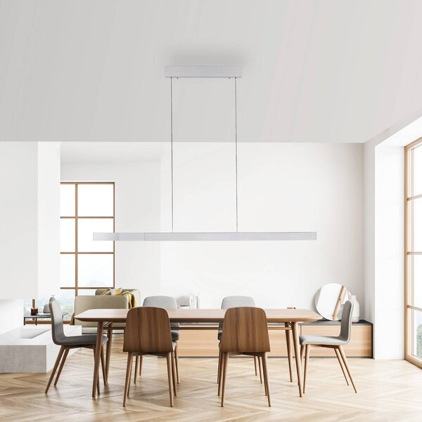 Paul Neuhaus Lampa wisząca Adriana Square, możliwość ściemniania, aluminiowy / szary / cynkowy, salon / jadalnia, aluminium, nowoczesny