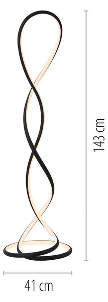 Paul Neuhaus Lampa stojąca LED Twist, możliwość ściemniania, czarny, salon / jadalnia, aluminium, nowoczesny
