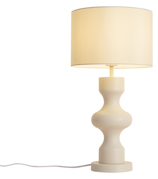 Lampa stołowa retro beżowa z abażurem z tkaniny - Captain