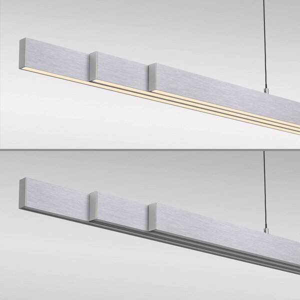 Paul Neuhaus Lampa wisząca Adriana Comfort Lift, możliwość ściemniania, aluminiowy / szary / cynkowy, salon / jadalnia, aluminium, nowoczesny