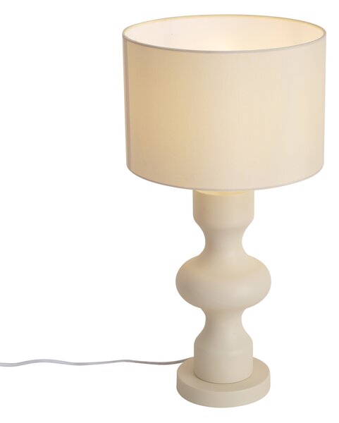 Lampa stołowa retro beżowa z abażurem z tkaniny - Captain