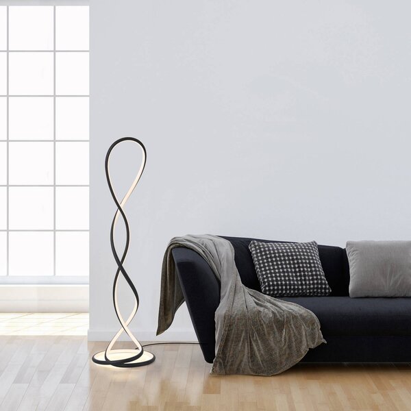 Paul Neuhaus Lampa stojąca LED Twist, możliwość ściemniania, czarny, salon / jadalnia, aluminium, nowoczesny