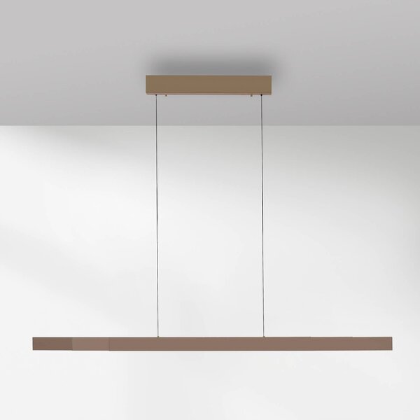 Paul Neuhaus Lampa wisząca Adriana Square, możliwość ściemniania, brązowy / mosiężny, salon / jadalnia, aluminium, nowoczesny