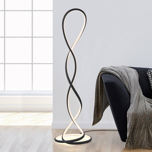 Paul Neuhaus Lampa stojąca LED Twist, możliwość ściemniania, czarny, salon / jadalnia, aluminium, nowoczesny