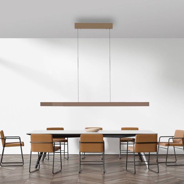 Paul Neuhaus Lampa wisząca Adriana Square, możliwość ściemniania, brązowy / mosiężny, salon / jadalnia, aluminium, nowoczesny