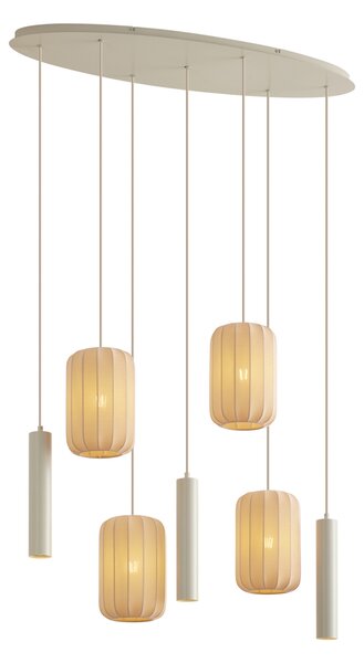 Lampa wisząca Japandi beżowa 7-punktowa - Pluni Tuba
