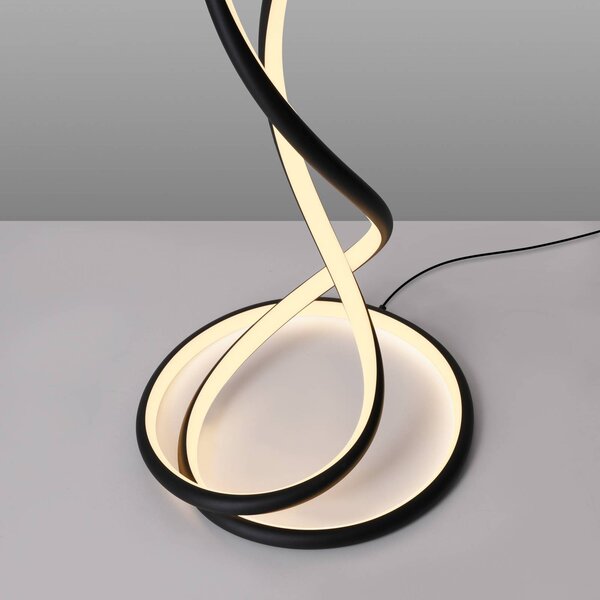 Paul Neuhaus Lampa stojąca LED Twist, możliwość ściemniania, czarny, salon / jadalnia, aluminium, nowoczesny