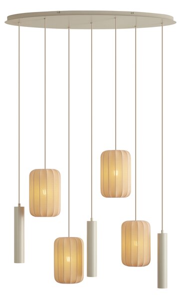 Lampa wisząca Japandi beżowa 7-punktowa - Pluni Tuba
