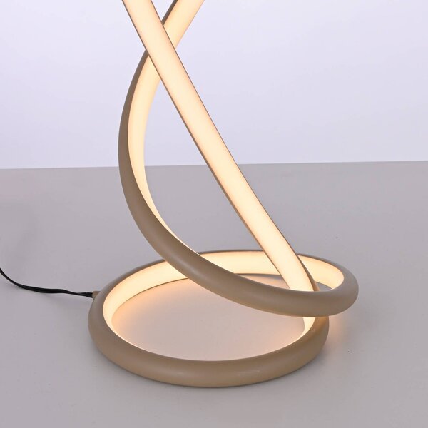Paul Neuhaus Lampa stołowa LED Twist, możliwość ściemniania, kremowy / amber, sypialnia, aluminium, nowoczesny