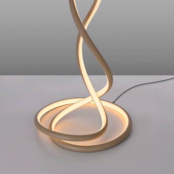 Paul Neuhaus Lampa stojąca LED Twist, możliwość ściemniania, kremowy / amber, salon / jadalnia, aluminium, nowoczesny