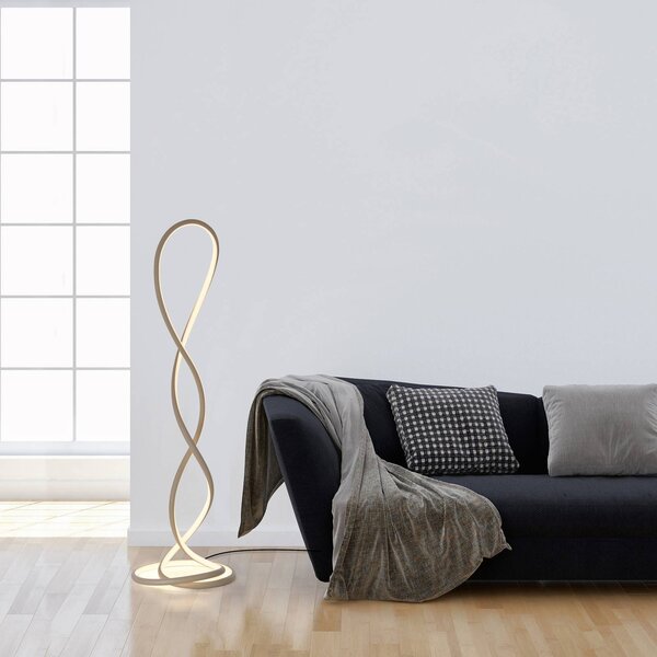 Paul Neuhaus Lampa stojąca LED Twist, możliwość ściemniania, kremowy / amber, salon / jadalnia, aluminium, nowoczesny
