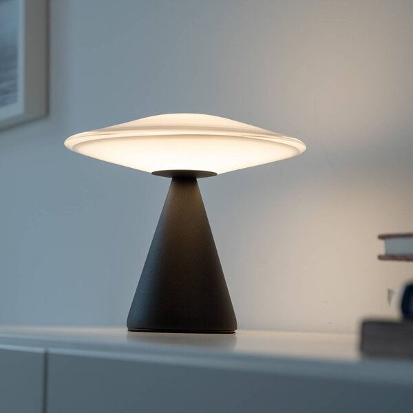Paul Neuhaus Lampa stołowa LED Elipsa, możliwość ściemniania, biały / opal, salon / jadalnia, szkło