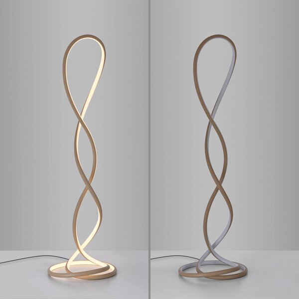 Paul Neuhaus Lampa stojąca LED Twist, możliwość ściemniania, kremowy / amber, salon / jadalnia, aluminium, nowoczesny