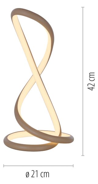 Paul Neuhaus Lampa stołowa LED Twist, możliwość ściemniania, kremowy / amber, sypialnia, aluminium, nowoczesny