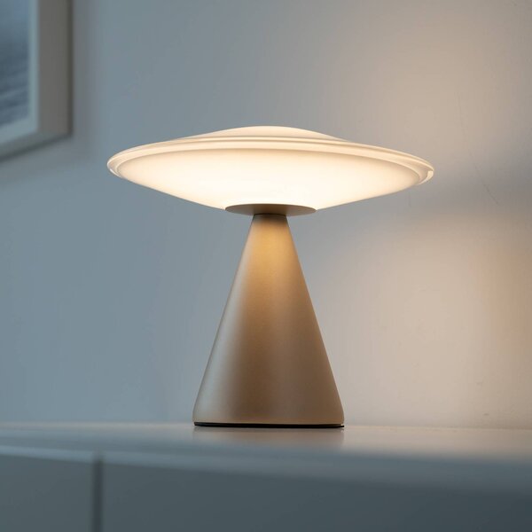 Paul Neuhaus Lampa stołowa LED Elipsa, możliwość ściemniania, biały / opal, salon / jadalnia, szkło
