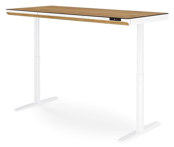 Biurko elektryczne z regulacją wysokości Ellis 160x70 cm, dąb złoty/biały