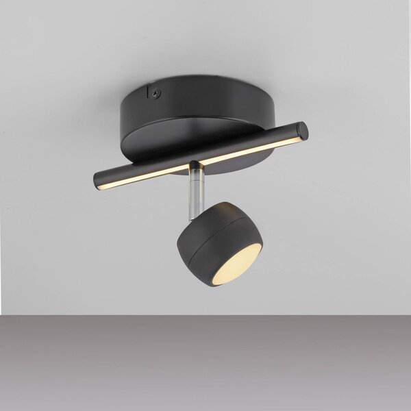 JUST LIGHT. GmbH Reflektor sufitowy LED Jarik, 1-punktowy, czarny, 3000 K możliwość ściemniania, czarny, salon / jadalnia, metal, nowoczesny