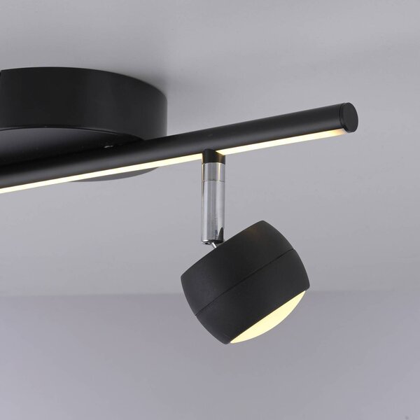 JUST LIGHT. GmbH Reflektor sufitowy LED Jarik, 2-punktowa, czarny, 3000 K możliwość ściemniania, czarny, salon / jadalnia, metal, nowoczesny