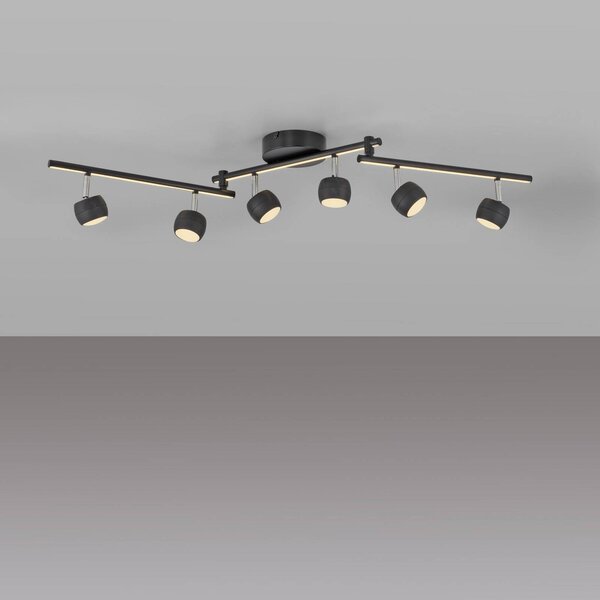 JUST LIGHT. GmbH Reflektor sufitowy LED Jarik, 6-punktowa, czarny, 3000 K możliwość ściemniania, czarny, salon / jadalnia, metal, nowoczesny
