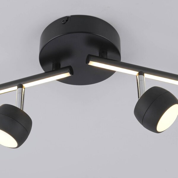 JUST LIGHT. GmbH Reflektor sufitowy LED Jarik, 4-punktowa, czarny, 3000 K możliwość ściemniania, czarny, salon / jadalnia, metal, nowoczesny