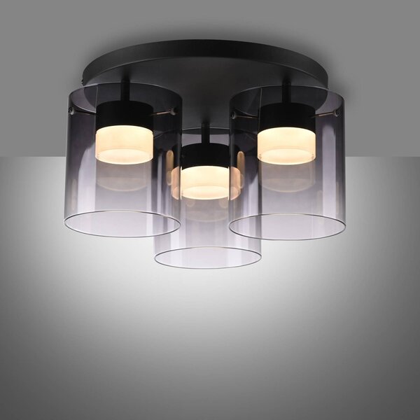 JUST LIGHT. GmbH Lampa sufitowa LED Elio, możliwość ściemniania, aluminiowy / szary / cynkowy, salon / jadalnia, szkło, nowoczesny