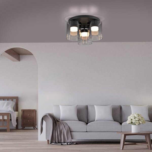 JUST LIGHT. GmbH Lampa sufitowa LED Elio, możliwość ściemniania, aluminiowy / szary / cynkowy, salon / jadalnia, szkło, nowoczesny