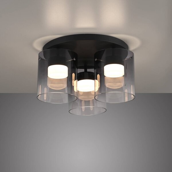 JUST LIGHT. GmbH Lampa sufitowa LED Elio, możliwość ściemniania, aluminiowy / szary / cynkowy, salon / jadalnia, szkło, nowoczesny