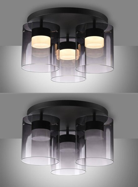 JUST LIGHT. GmbH Lampa sufitowa LED Elio, możliwość ściemniania, aluminiowy / szary / cynkowy, salon / jadalnia, szkło, nowoczesny