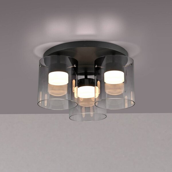 JUST LIGHT. GmbH Lampa sufitowa LED Elio, możliwość ściemniania, aluminiowy / szary / cynkowy, salon / jadalnia, szkło, nowoczesny