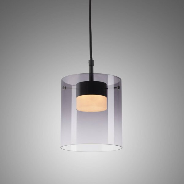 JUST LIGHT. GmbH Lampa wisząca szklana Elio, możliwość ściemniania, aluminiowy / szary / cynkowy, salon / jadalnia, szkło, nowoczesny