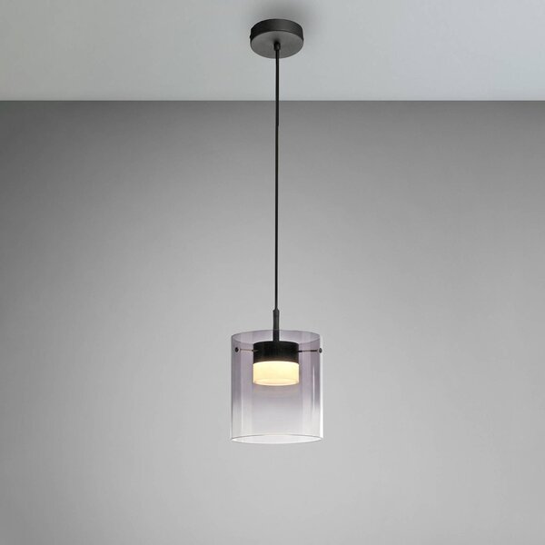 JUST LIGHT. GmbH Lampa wisząca szklana Elio, możliwość ściemniania, aluminiowy / szary / cynkowy, salon / jadalnia, szkło, nowoczesny