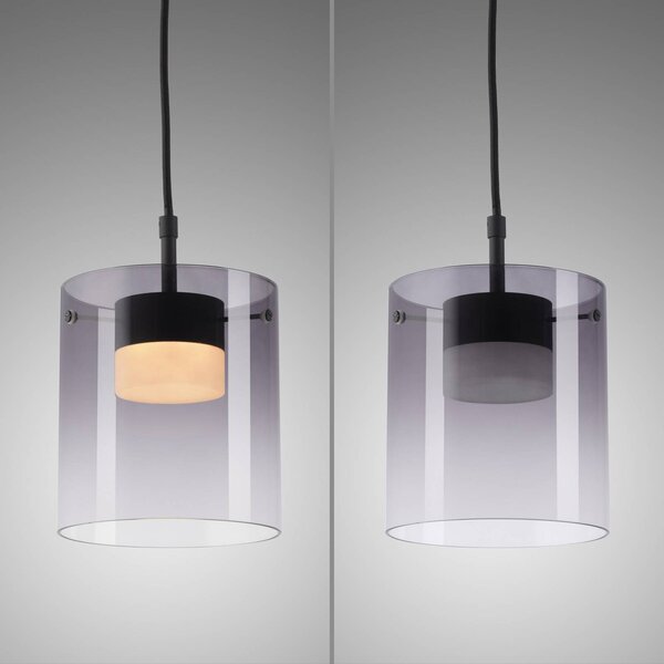 JUST LIGHT. GmbH Lampa wisząca szklana Elio, możliwość ściemniania, aluminiowy / szary / cynkowy, salon / jadalnia, szkło, nowoczesny