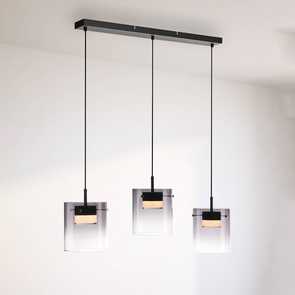 JUST LIGHT. GmbH Lampa wisząca szklana Elio, możliwość ściemniania, aluminiowy / szary / cynkowy, salon / jadalnia, szkło, nowoczesny