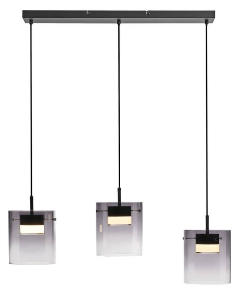 JUST LIGHT. GmbH Lampa wisząca szklana Elio, możliwość ściemniania, aluminiowy / szary / cynkowy, salon / jadalnia, szkło, nowoczesny