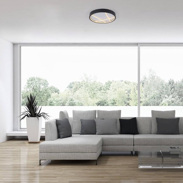 JUST LIGHT. GmbH Lampa sufitowa LED Mikado, możliwość ściemniania, czarny, salon / jadalnia, metal, nowoczesny