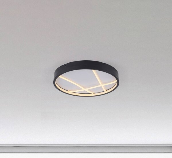 JUST LIGHT. GmbH Lampa sufitowa LED Mikado, możliwość ściemniania, czarny, salon / jadalnia, metal, nowoczesny