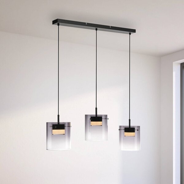 JUST LIGHT. GmbH Lampa wisząca szklana Elio, możliwość ściemniania, aluminiowy / szary / cynkowy, salon / jadalnia, szkło, nowoczesny