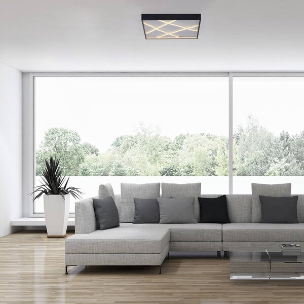 JUST LIGHT. GmbH Lampa sufitowa LED Mikado, możliwość ściemniania, czarny, salon / jadalnia, metal, nowoczesny