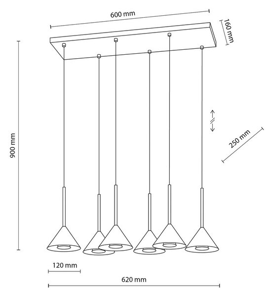 Lampa wisząca Cono TK Lighting, możliwość ściemniania, czarny, salon / jadalnia, metal, nowoczesny