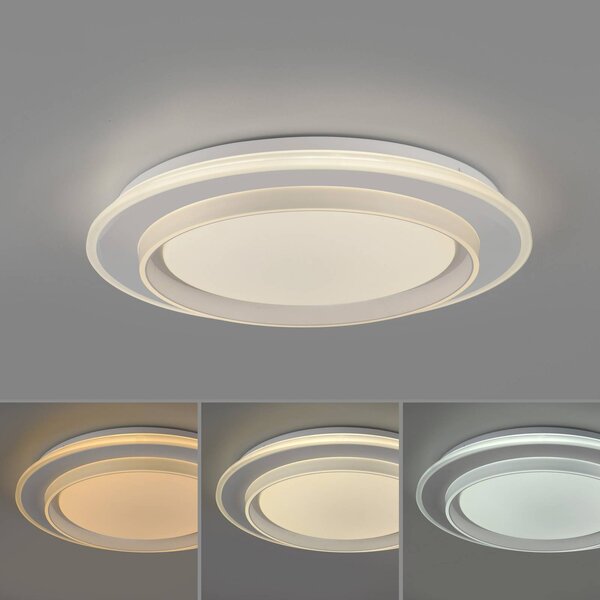 JUST LIGHT. GmbH Lampa sufitowa LED Lago, możliwość ściemniania, biały / opal, salon / jadalnia, metal, nowoczesny